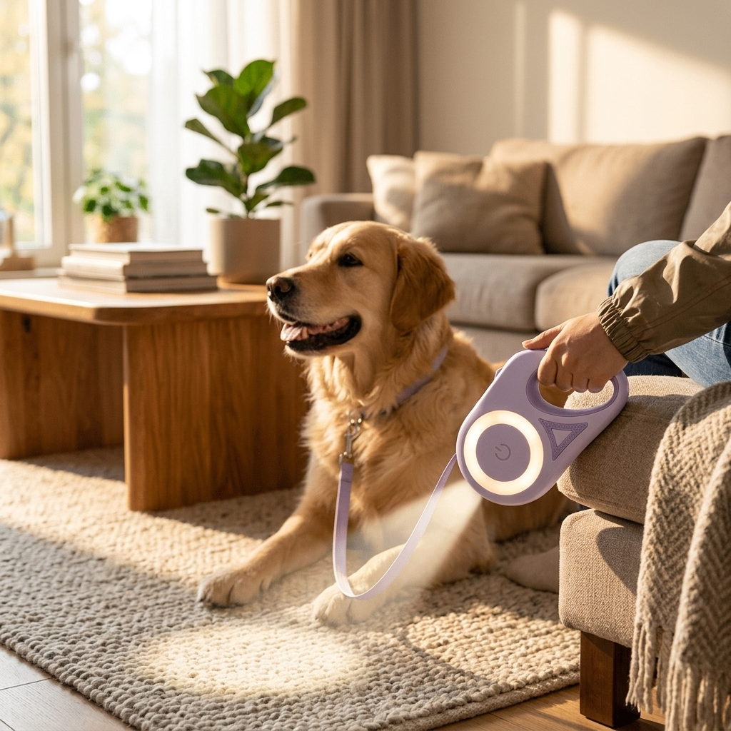 Retractable Dog Leash with Built-In Light