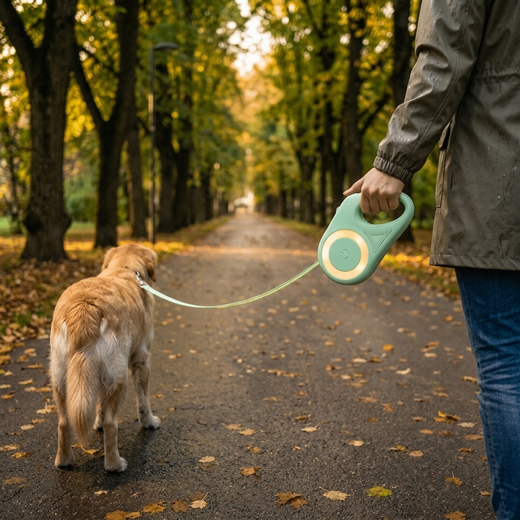 Retractable Dog Leash with Built-In Light