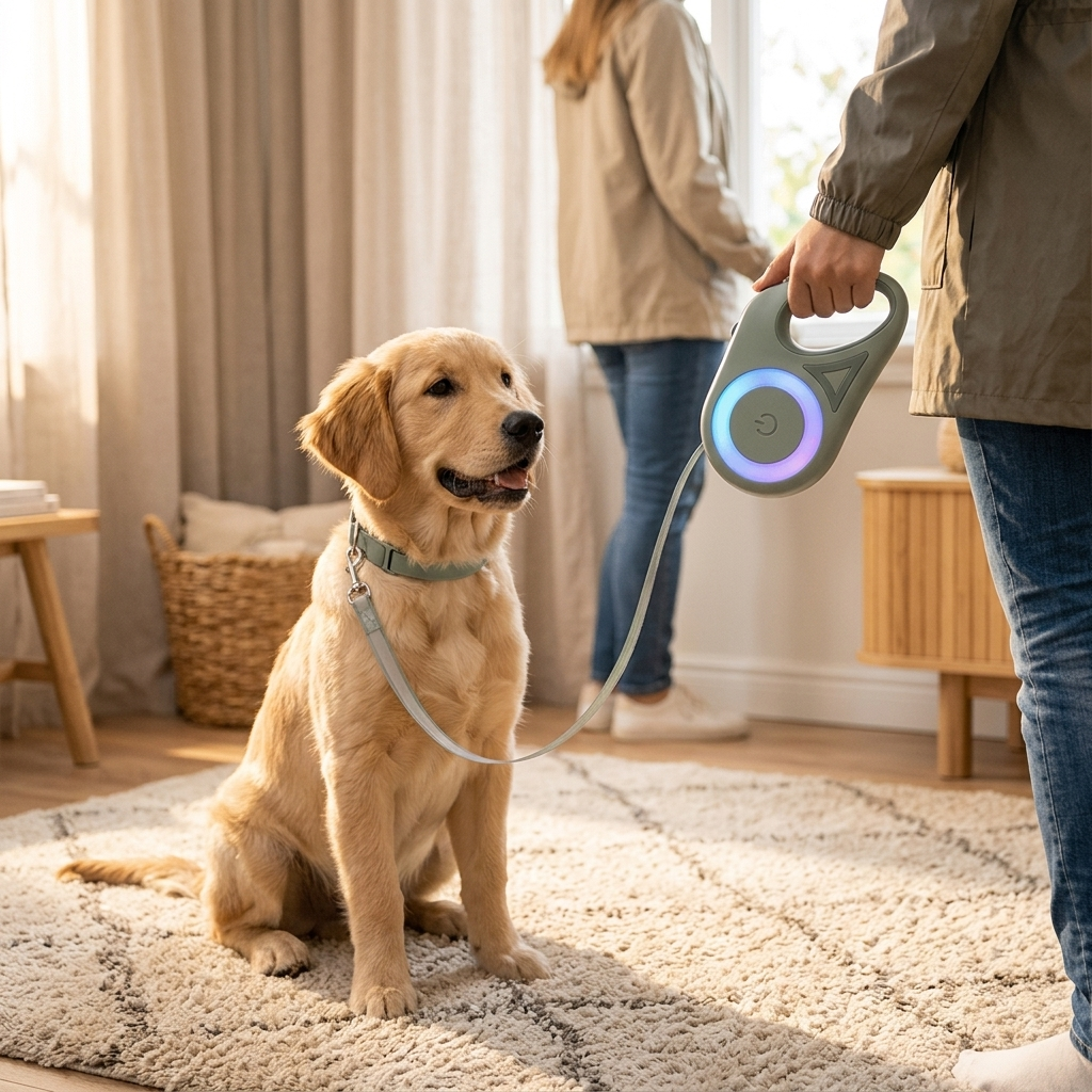 Retractable Dog Leash with Built-In Light