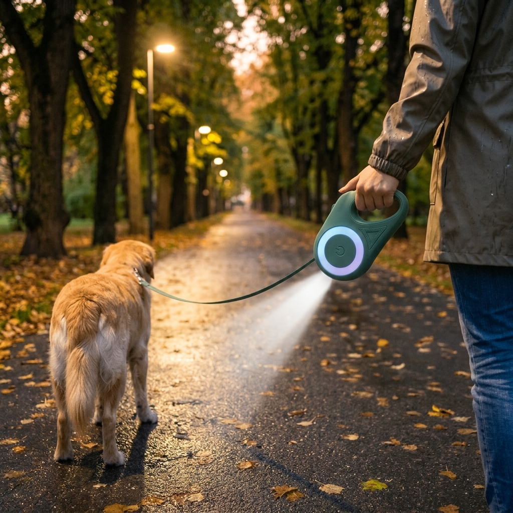 Retractable Dog Leash with Built-In Light