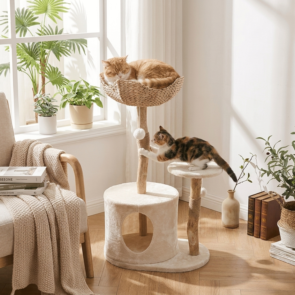 Natural Wood Cat Climbing Frame