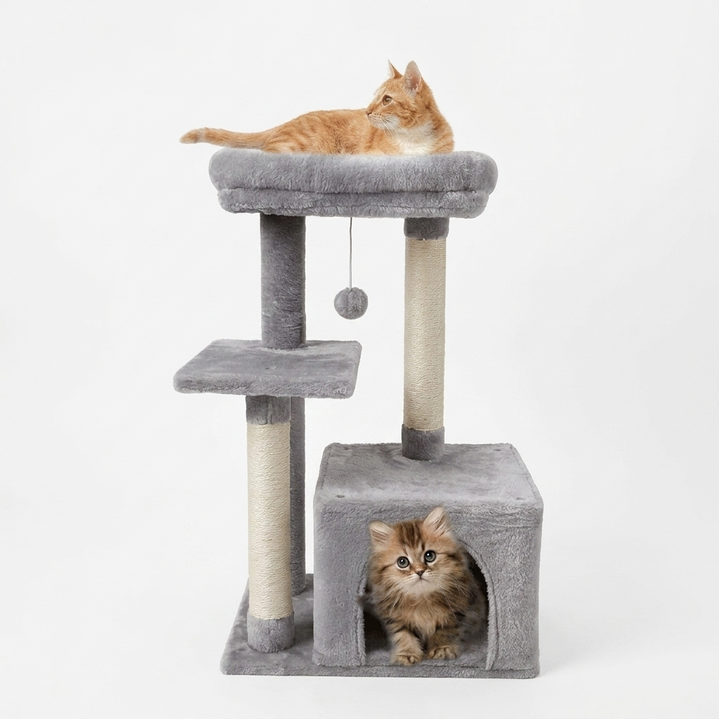 Plush Flannel Cat Climbing Tree