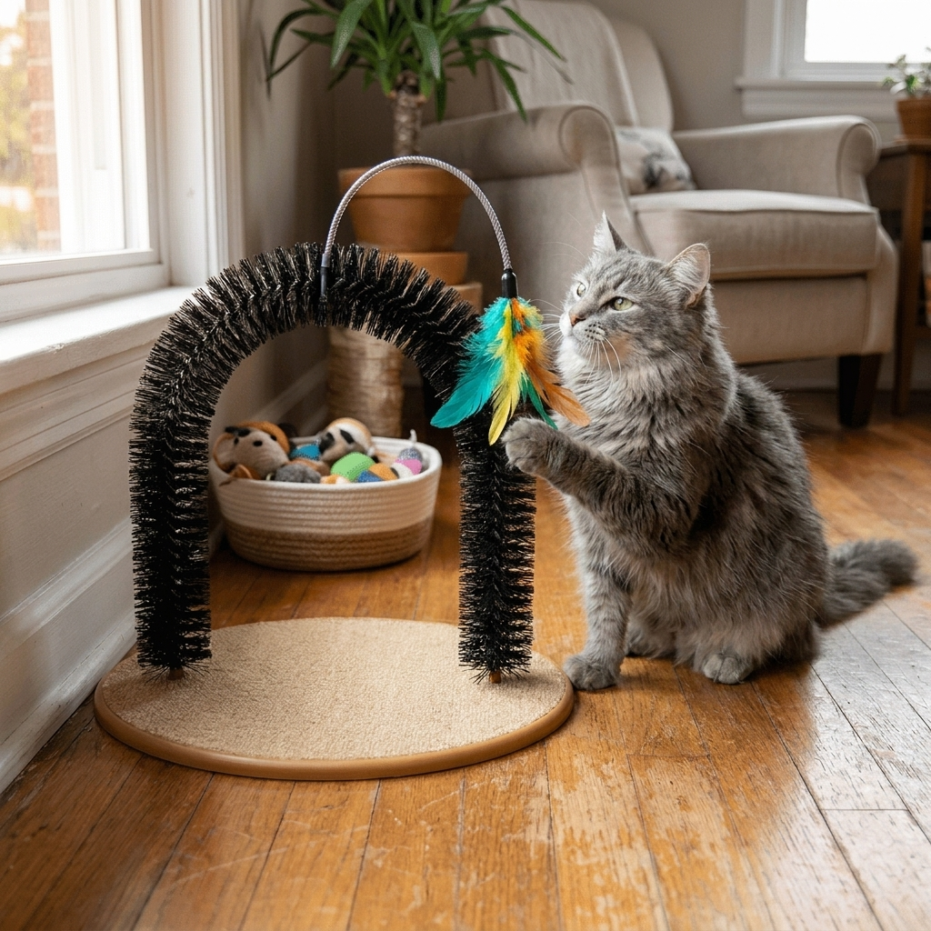 Cat Grooming Arch with Tease Stick