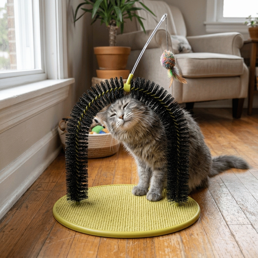 Cat Grooming Arch with Tease Stick