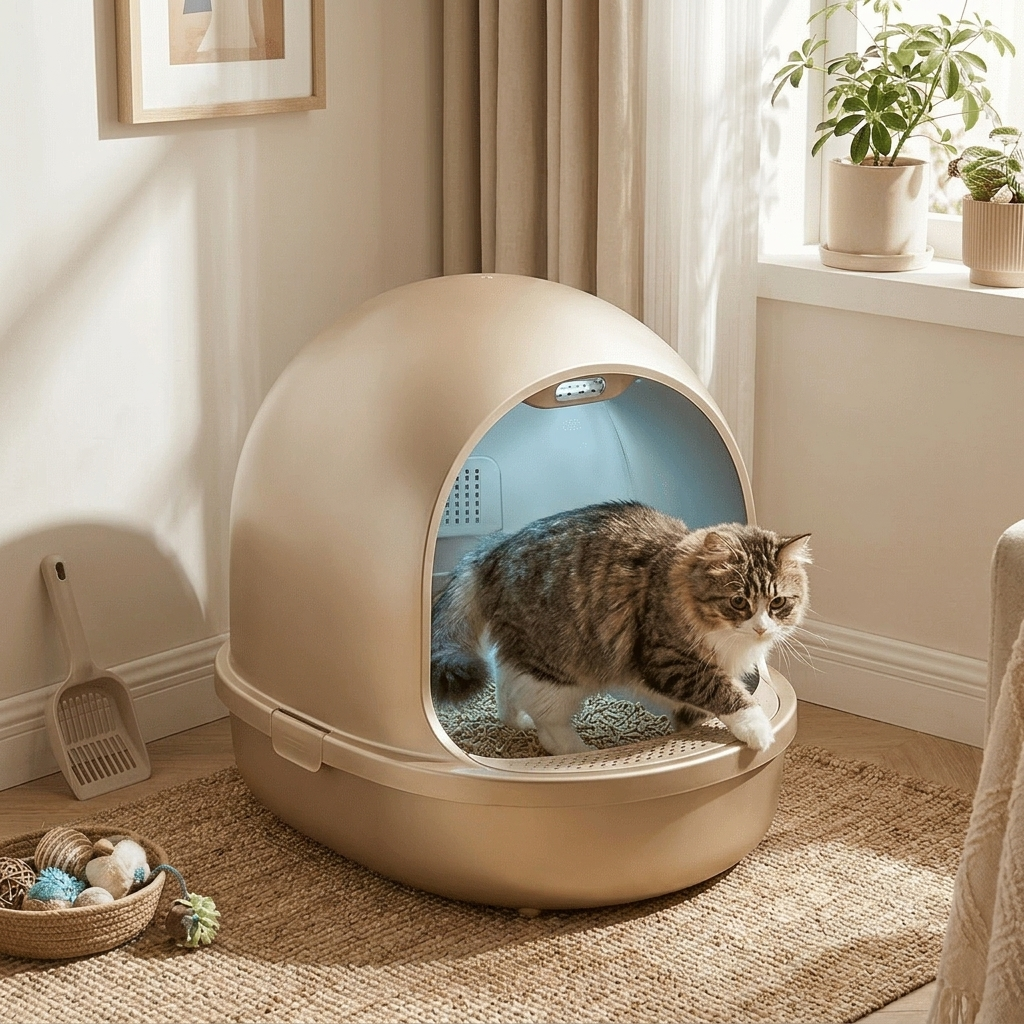 Enclosed Cat Litter Box with UV Light