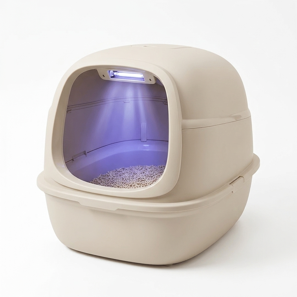 Enclosed Cat Litter Box with UV Light