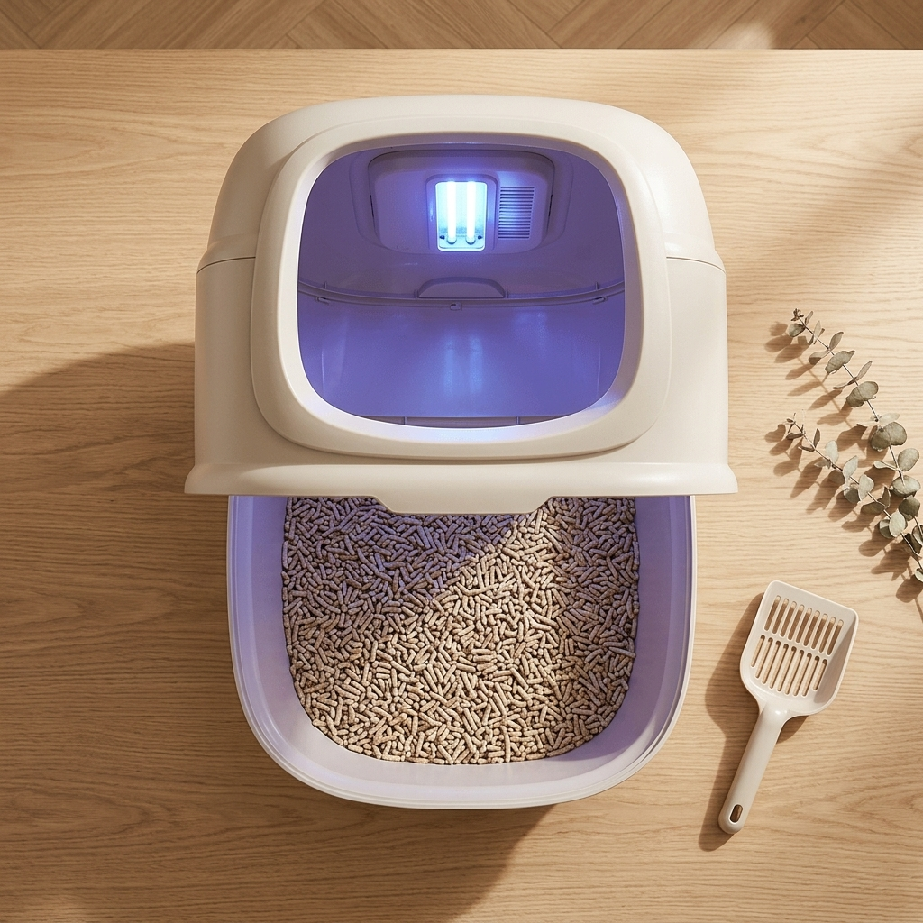 Enclosed Cat Litter Box with UV Light