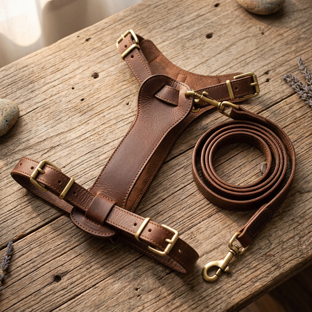 Cowhide Leather Dog Leash
